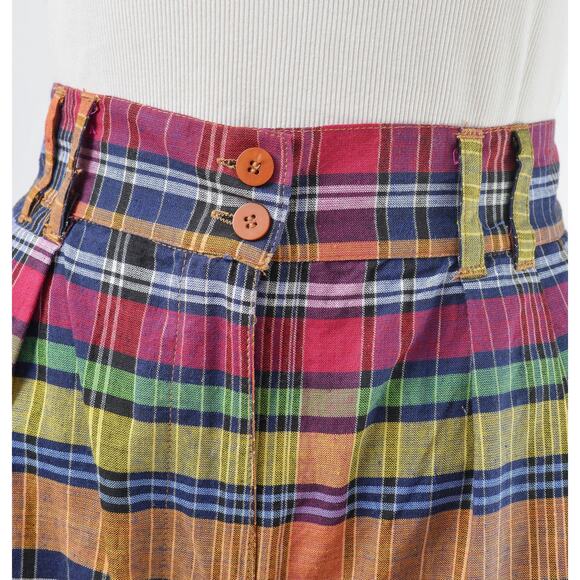 Vintage 90s Colorful Plaid Cotton Bermuda Shorts size M L - Picture 4 of 8